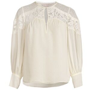 Rebecca Taylor Cream Lace Blouse sz 8 M $265